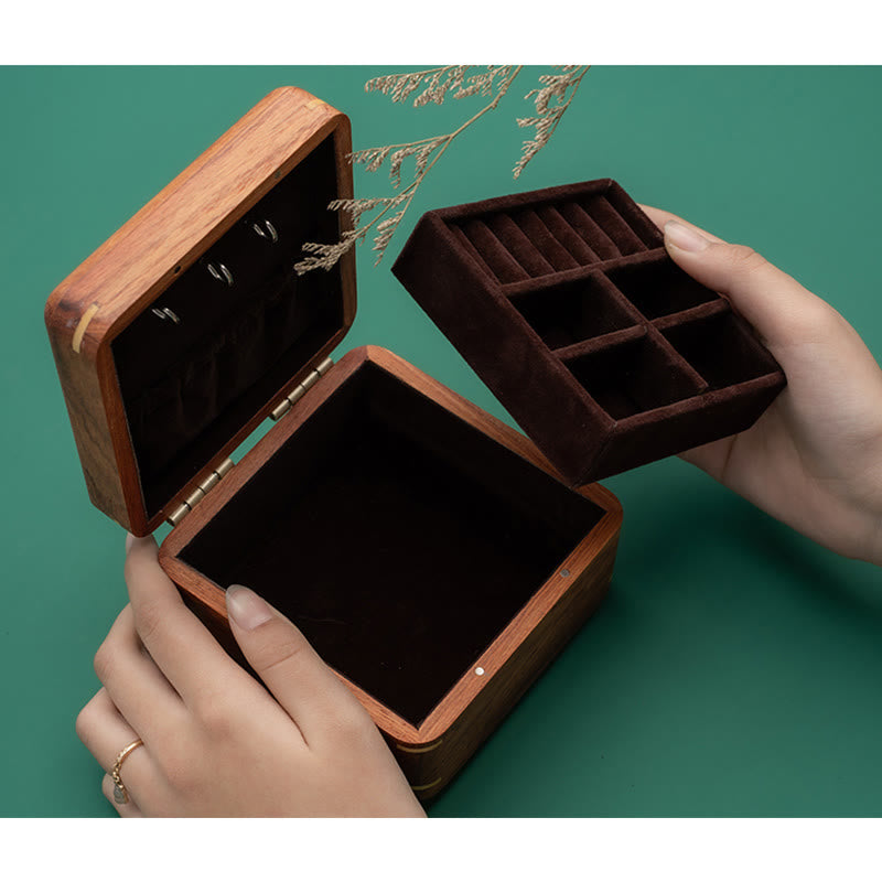 Antique Flower Leaf Handmade Rosewood Jewelry Storage Box Wooden Gift Organizer Box - image 20