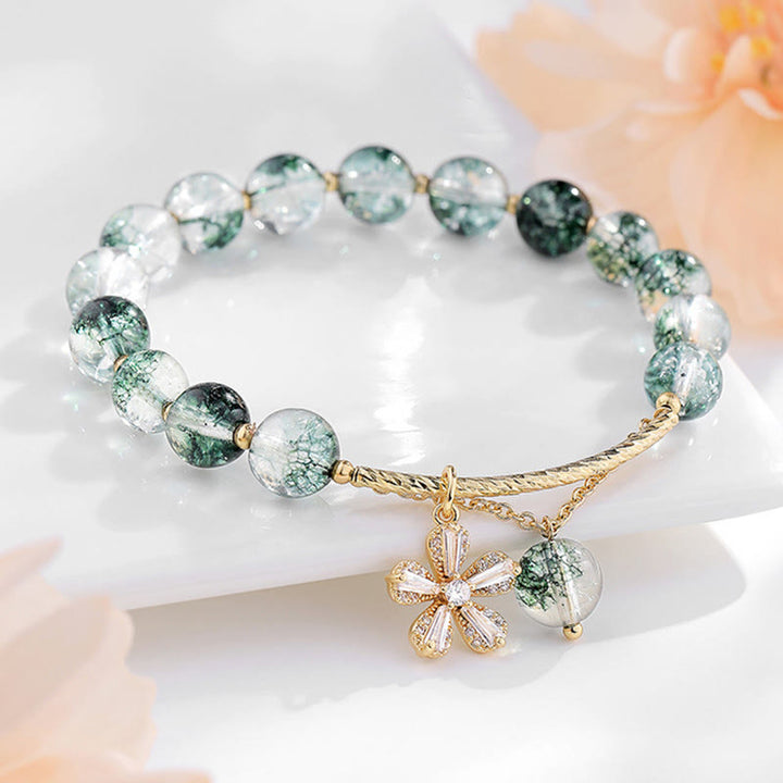 Buddha Stones Green Phantom Crystal Confidence Charm Bracelet - Green Phantom&Cherry Blossom - image 14