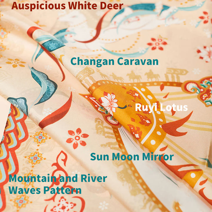 Buddha Stones Dunhuang Riyue Mountain 100% Mulberry Silk Scarf Dunhuang Shawl - image 5