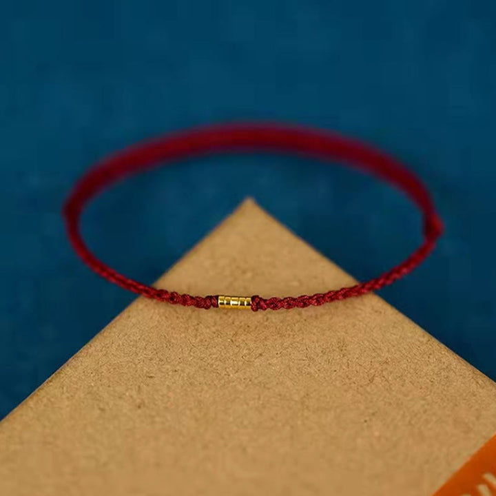 Buddha Stones 925 Sterling Silver Lucky Golden Bead Braided String Bracelet Anklet - image 8