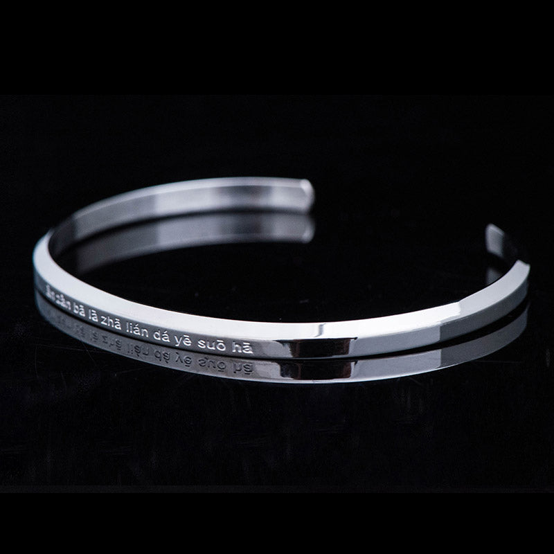 Buddha Stones Six True Words Engraving Titanium Steel Blessing Protection Bracelet - image 18