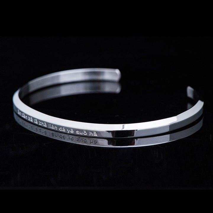 Buddha Stones Six True Words Engraving Titanium Steel Blessing Protection Bracelet - image 18
