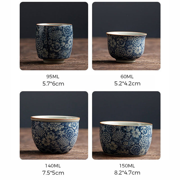 Buddha Stones Blue Lotus Peach Blossom Chrysanthemum Design Ceramic Teacup Kung Fu Tea Cups - image 15