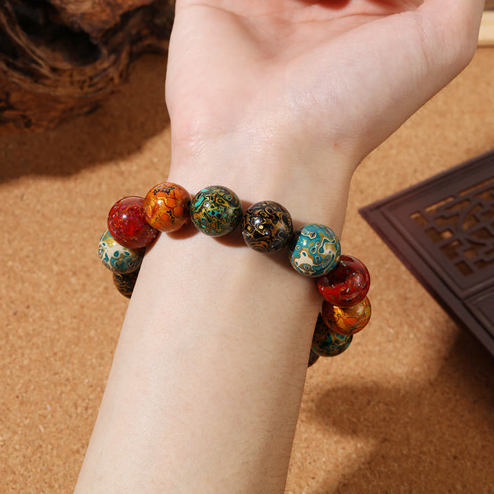 Buddha Stones Natural Multicolored Lacquer Beads Calm Bracelet - image 3