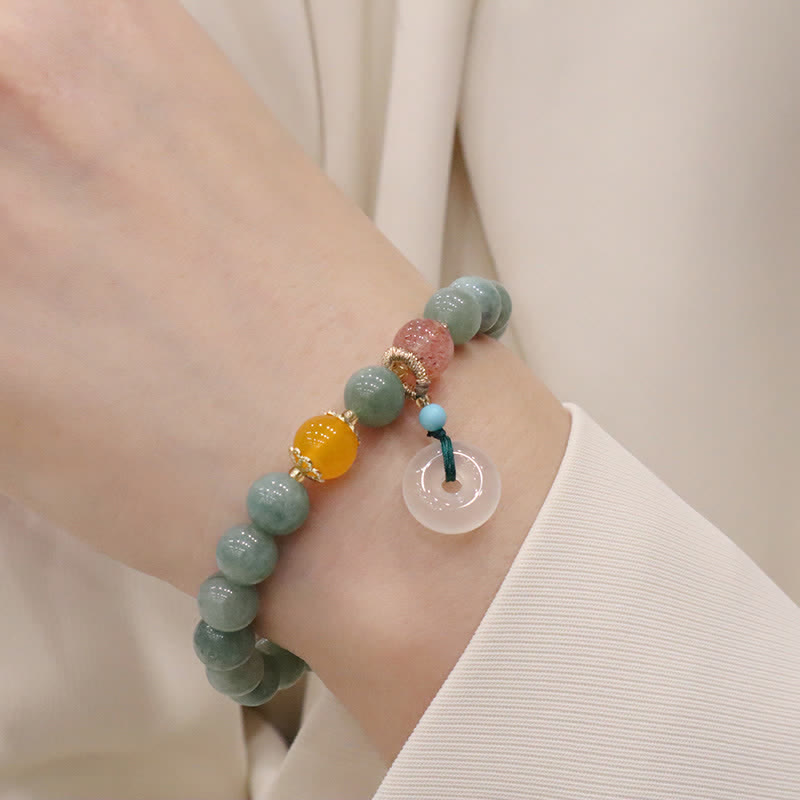 Buddha Stones Cyan Jade Lotus Pumpkin Wish Peace Buckle Amethyst Crystal Healing Bracelet - Peace Buckle - image 11