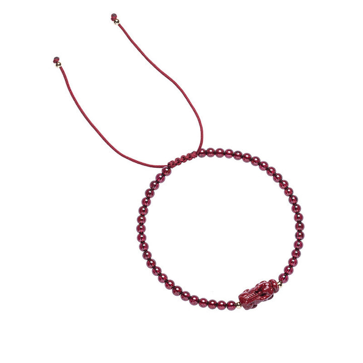 Buddha Stones Garnet Cinnabar PiXiu Blessing Calm String Bracelet - image 16