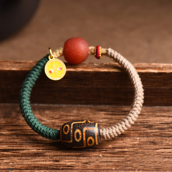 Buddha Stones Handmade Tibetan Nine-Eye Dzi Bead Wealth Rope Bracelet - image 3