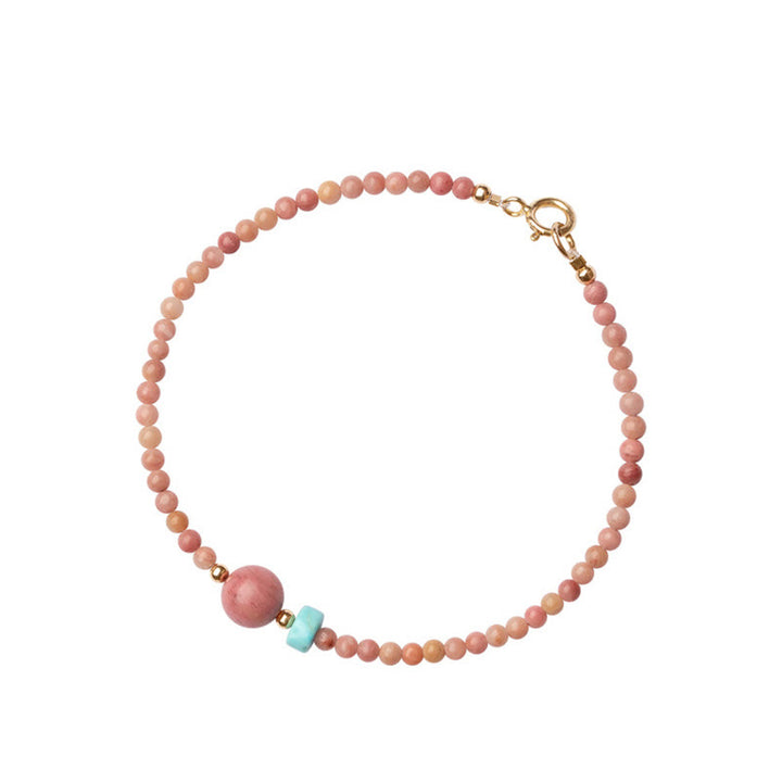 Buddha Stones 14K Gold Plated Natural Rhodonite Loving Energy Chain Bracelet - image 13