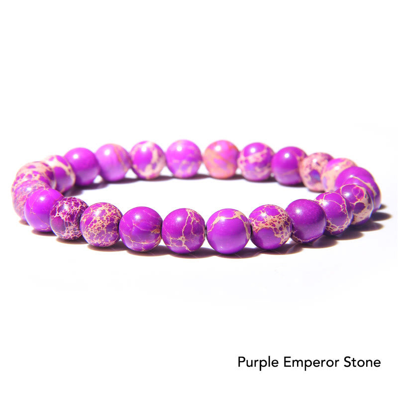 Natural Agate Stone Crystal Balance Beaded Bracelet - Purple Emperor Stone - image 12