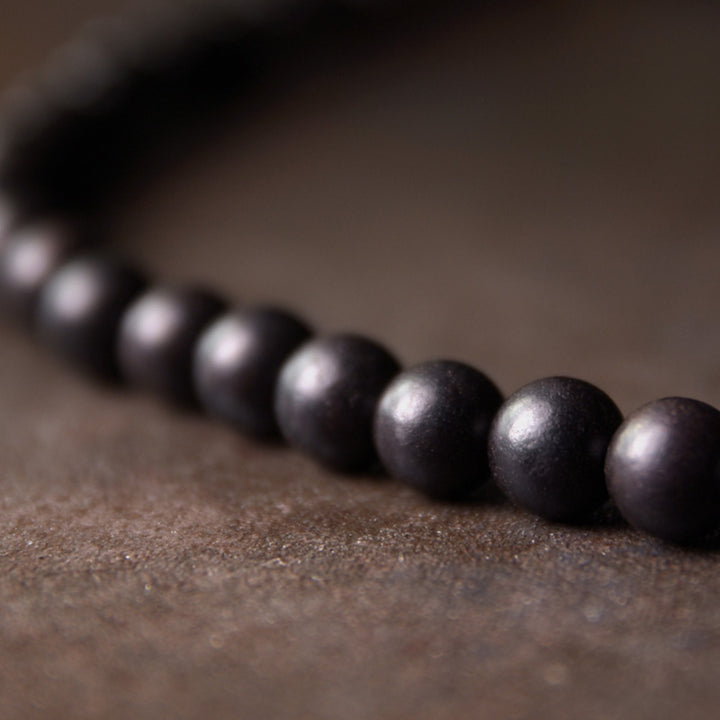 Buddha Stones Ebony Wood Dzi Bead Copper Protection Couple Bracelet - image 5