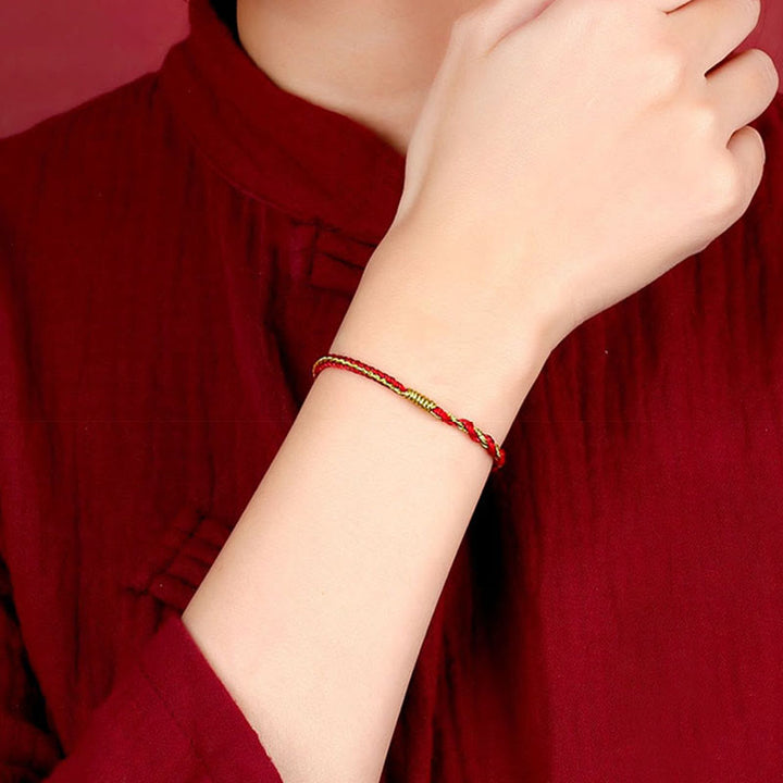 Buddha Stones Handmade Chinese Zodiac Rabbit Rooster Rat Horse Dragon Protection Braid String Bracelet - image 2