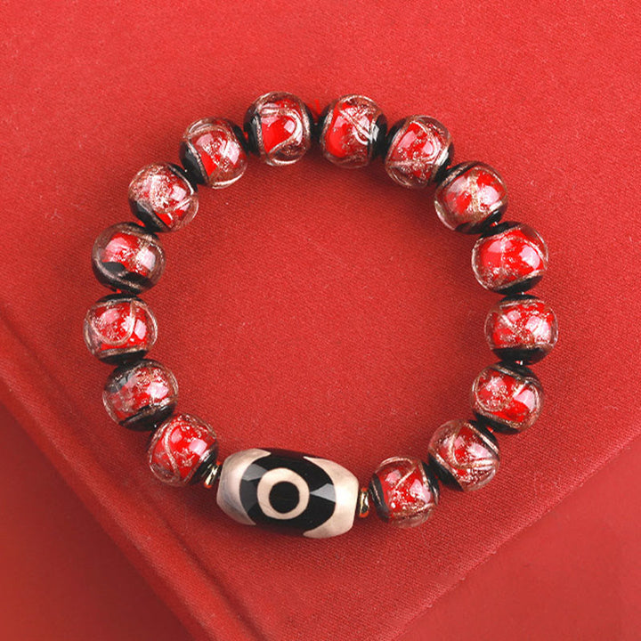 Buddha Stones Tibetan Nine-Eye Dzi Bead Three-eyed Dzi Bead Liuli Glass Bead Wealth Bracelet - image 24