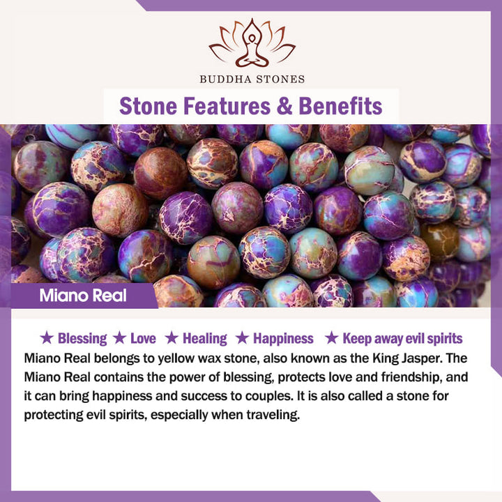 Buddha Stones Natural Purple Miano Real Stone Lotus Mala - image 8
