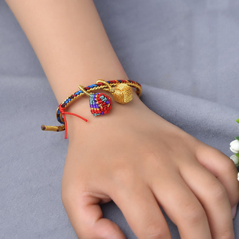 Buddha Stones Colorful Rope Luck Handmade Zongzi Golden Ball Charm Bracelet - image 8