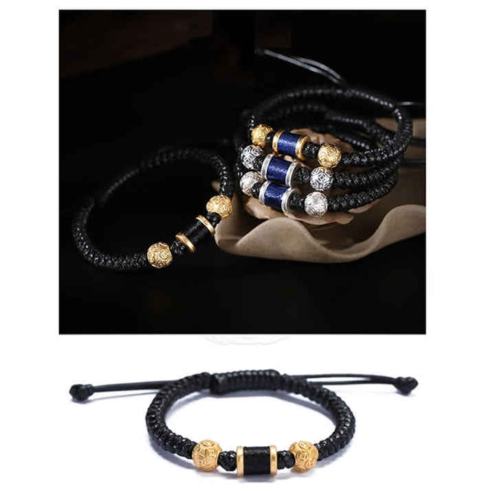 Buddha Stones 999 Sterling Silver Copper Coin Bead Copper Balance Braided String Bracelet - image 16