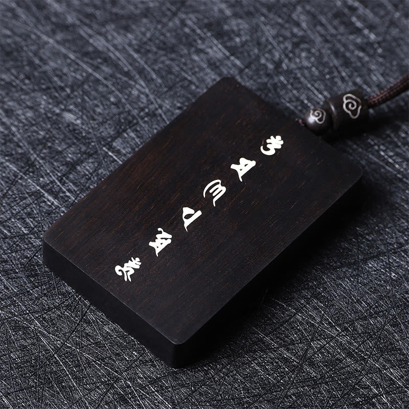Buddha Stones 999 Sterling Silver Small Leaf Red Sandalwood Ebony Wood Om Mani Padme Hum Inlaid Protection Necklace Pendant - image 15