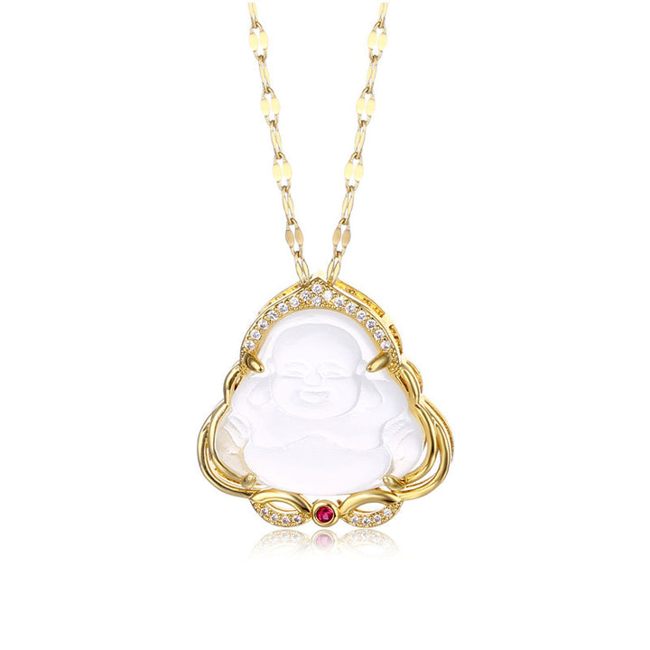 Buddha Stones Natural Laughing Buddha Peace Necklace - image 6