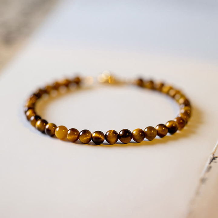 Buddha Stones 14K Gold Plated Natural Tiger Eye Stone Courage Protection Bracelet - image 11