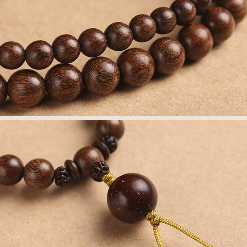 Buddha Stones Sandalwood Small Leaf Red Sandalwood Bodhi Seed Purification Double Wrap Bracelet - image 14