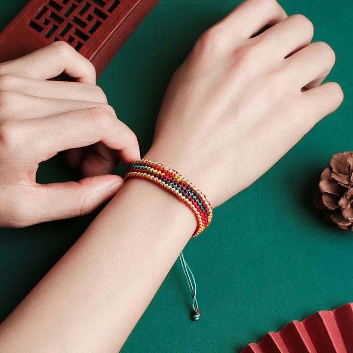 Buddha Stones Tibet Handmade Rainbow Multicolored Protection Braided String Bracelet - image 2