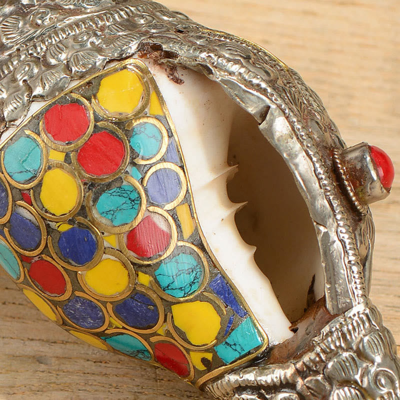 Tibetan Handmade Natural Shankha Colorful Conch Shell Seashell Wealth Home Decoration - image 9