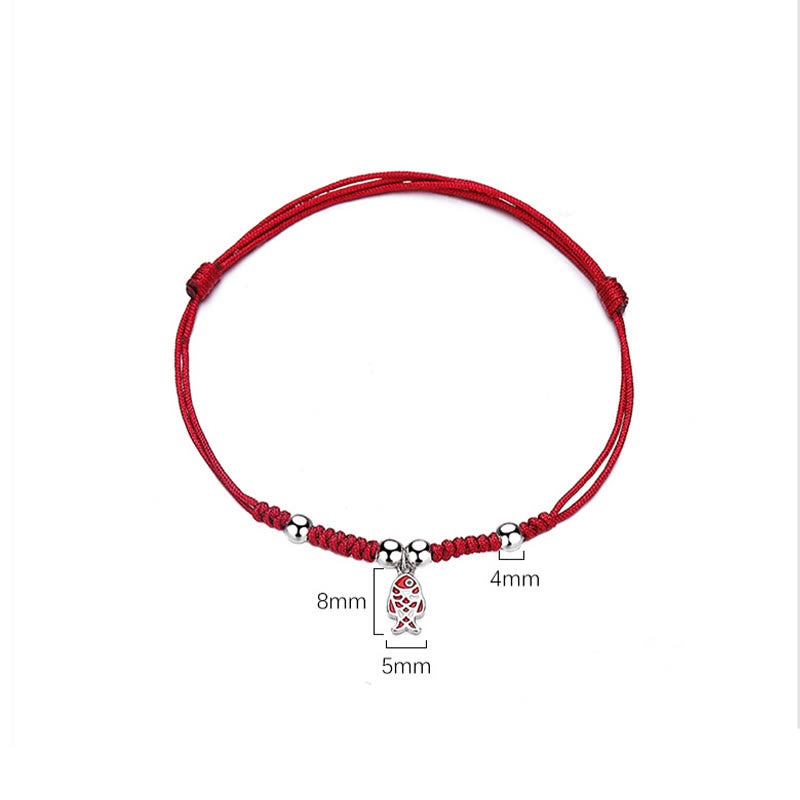 Buddha Stones 925 Sterling Silver Luck Koi Fish Wealth Handcrafted Braided Red Bracelet - image 6
