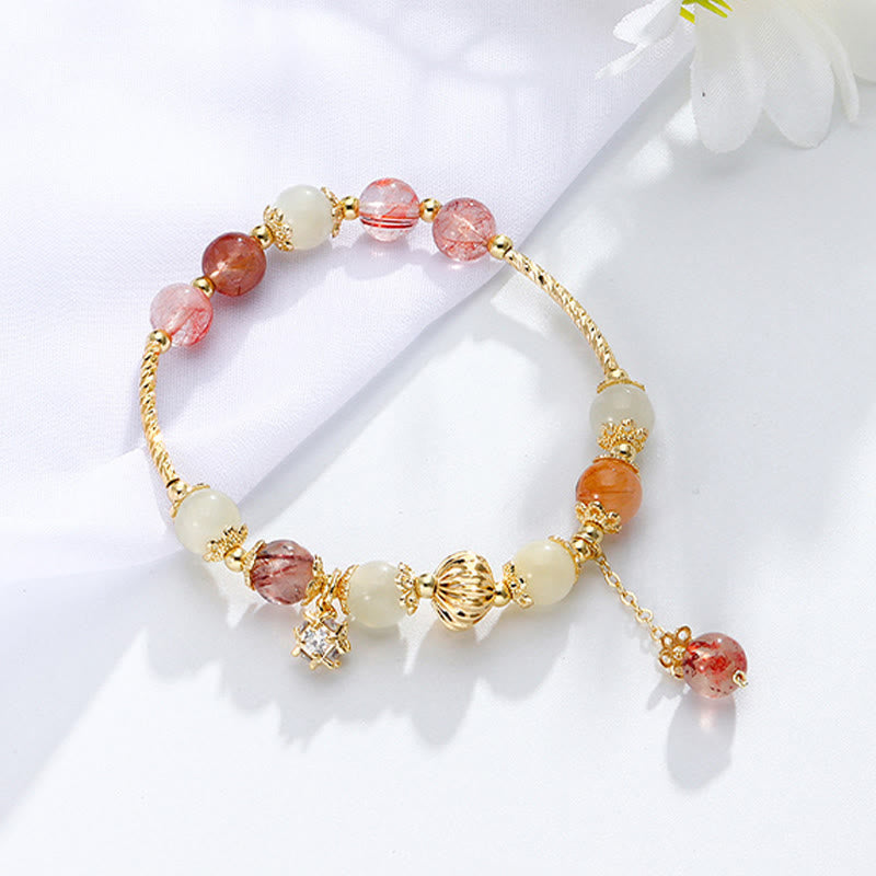 Buddha Stones Colorful Rutilated Quartz Cat Eye Zircon Auspiciousness Bead Bracelet - image 4