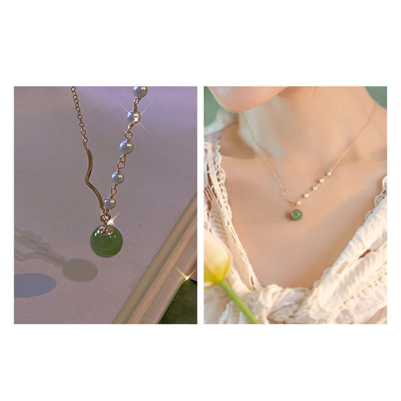 Buddha StonesNatural Hetian Jade Pearl Luck Bead Necklace Pendant - image 13
