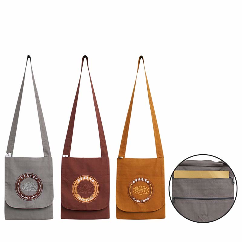 Lotus Embroidered Spiritual Mind Practice Cotton Shoulder Bag Crossbody Bag - image 1
