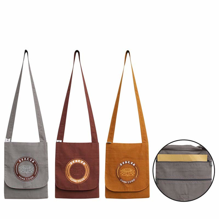 Lotus Embroidered Spiritual Mind Practice Cotton Shoulder Bag Crossbody Bag - image 1