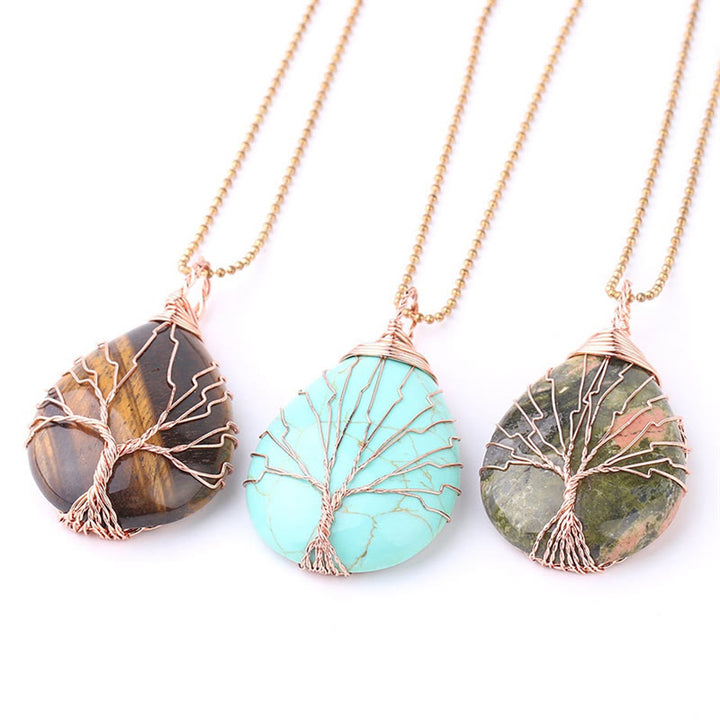 Buddha Stones Natural Quartz Crystal Tree Of Life Healing Energy Necklace Pendant - image 26