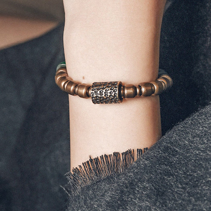 Buddha Stones Tibetan Colorful Glass Beads Copper Wealth Bracelet - image 2