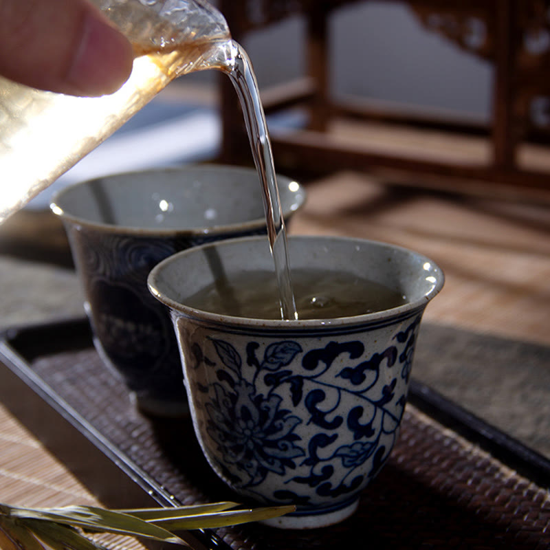 Buddha Stones Jingdezhen Blue and White Porcelain Hand Painted Lotus Plum Blossom Ceramic Teacup Kung Fu Tea Cups - image 4