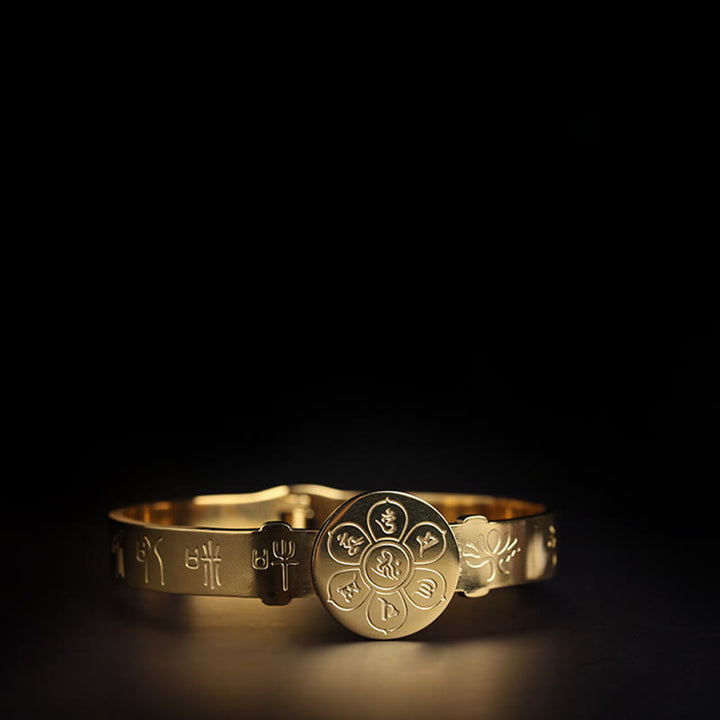 Buddha Stones Yin Yang Lotus Om Mani Padme Hum Mantra Titanium Steel Harmony Bracelet Bangle - image 16