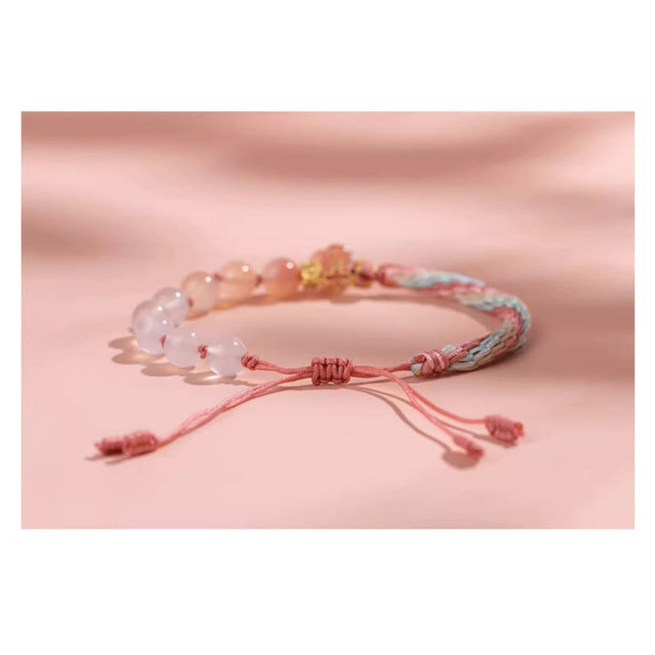 Buddha Stones Natural Gradient Agate Reincarnation Knot Peach Blossom Wealth Luck Handmade String Bracelet - image 9