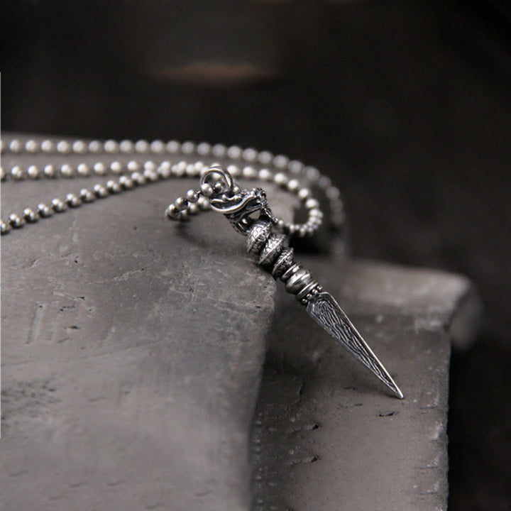 Buddha Stones 925 Sterling Silver Year of the Dragon Design Dorje Vajra Protection Necklace Pendant - image 1