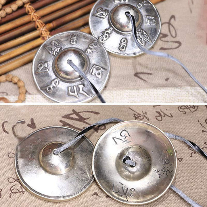 Buddha Stones Tibetan Tingsha Bell Six True Words White Copper Healing Decoration - image 4