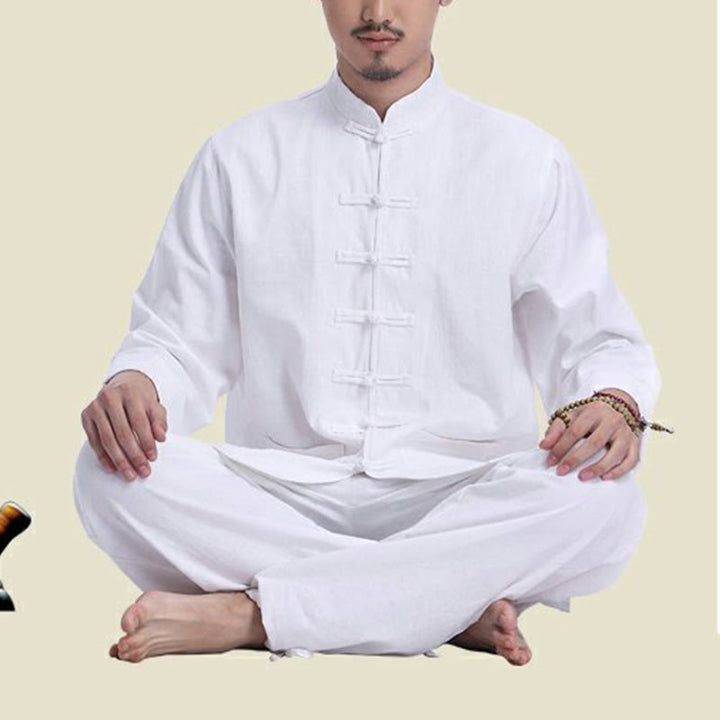 Buddha Stones Chinese Frog Button Design Meditation Prayer Cotton Linen Spiritual Zen Practice Yoga Clothing Men's Set - image 12