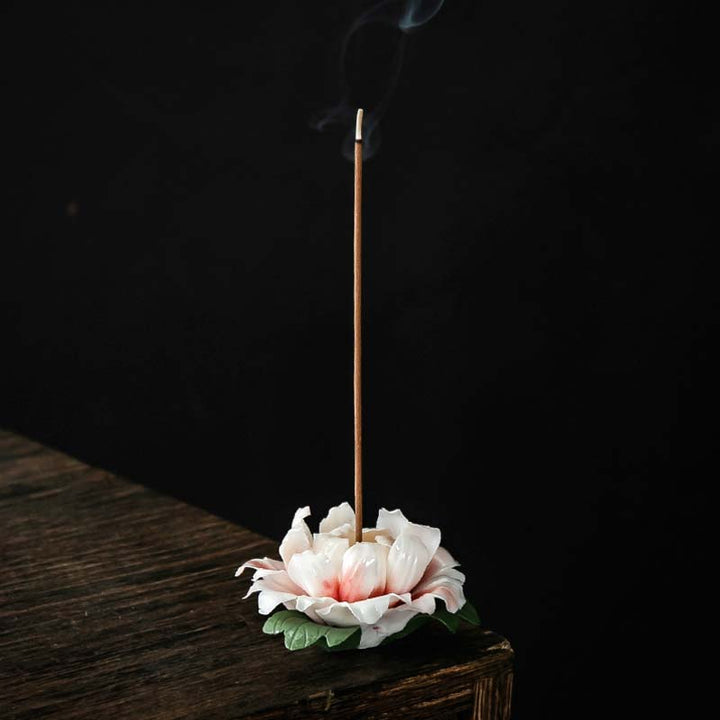 Buddha Stones Tibetan Lotus Blessing Ceramic Stick Incense Burner Decoration - image 10
