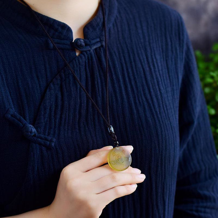 Buddha Stones Taoism Five Sacred Mountains Yin Yang Symbol Liuli Crystal Balance Necklace Pendant Key Chain - image 11