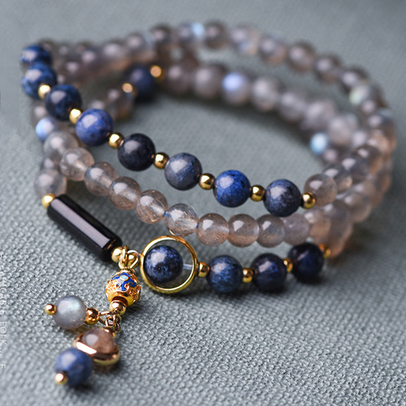 Buddha Stones Moonstone Lazurite Calm Healing Positive Bracelet - image 0