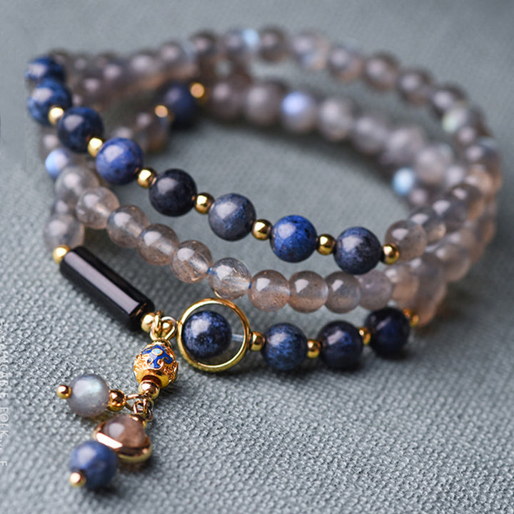 Buddha Stones Moonstone Lazurite Calm Healing Positive Bracelet - image 0