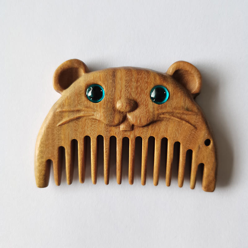 Chinese Zodiac Green Sandalwood Peace Mini Portable Comb - Green Sandalwood - Rat - image 21