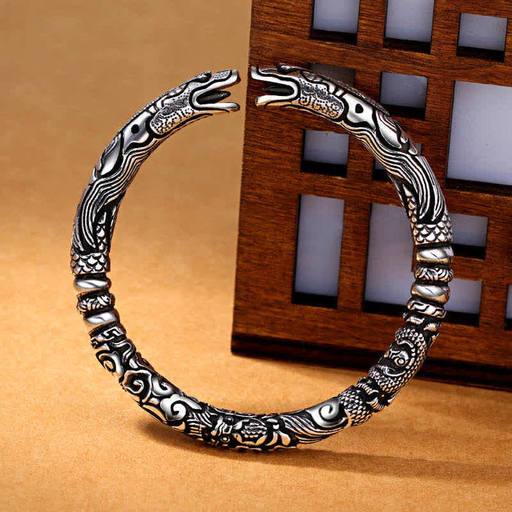 Buddha Stones Dragon Head Carved Luck Bracelet Bangle - image 4
