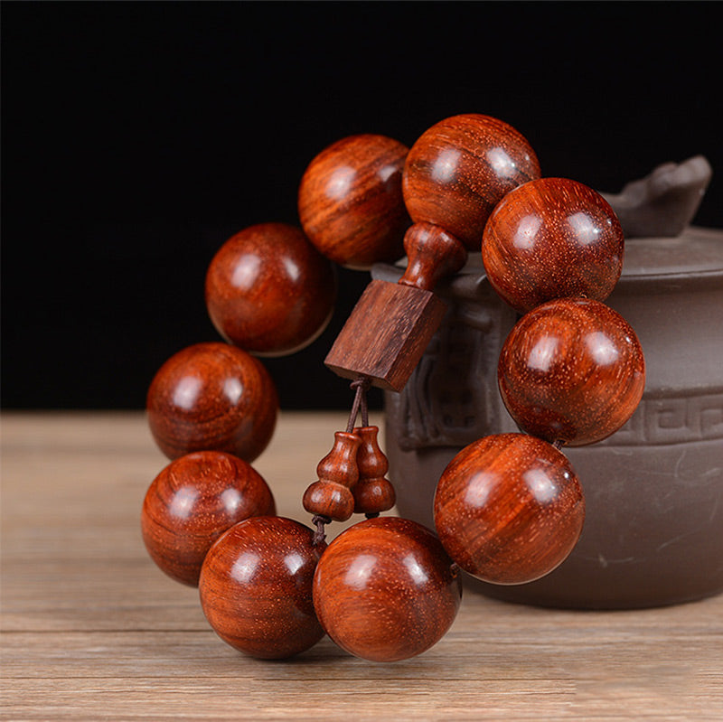 Buddha Stones Tibetan Small Leaf Red Sandalwood Relaxation Bracelet - image 4