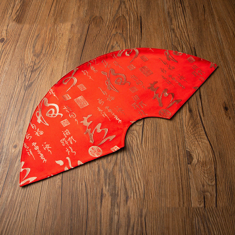Buddha Stones Vintage Sea Wave Bamboo Plum Blossom Embroidered Cup Mat Pad Tea Cup Coaster Kung Fu Tea Mat - Letter Fu Character Red - Tea Mat 58*25cm - image 8