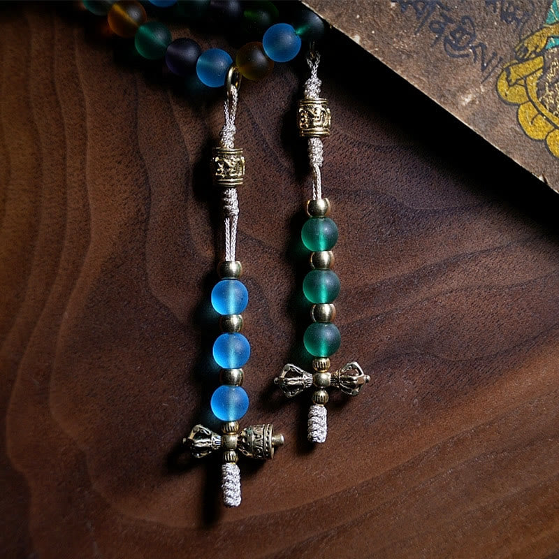 Buddha Stones Tibetan 108 Mala Beads Multicolored Liuli Glass Bead Chinese Zodiac Nine Palaces Eight Diagrams Charm Bracelet - image 3