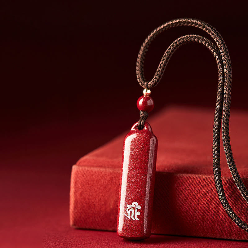 Buddha Stones Chinese Zodiac Natal Buddha Cinnabar Amulet Protection String Necklace Pendant - image 0
