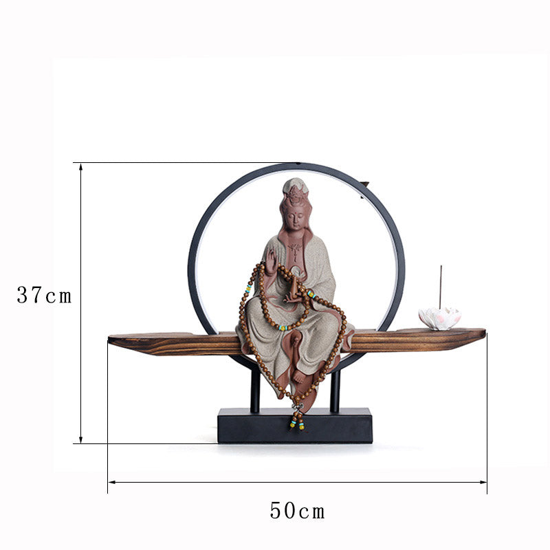 Buddha Stones Buddha Avalokitesvara Ceramic Lotus Relaxation Incense Burner Decoration - image 17