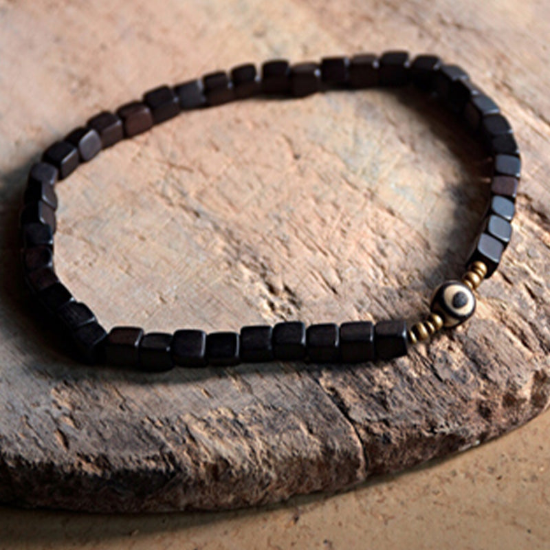 Buddha Stones Ebony Wood Dzi Bead Copper Peace Couple Bracelet - image 8